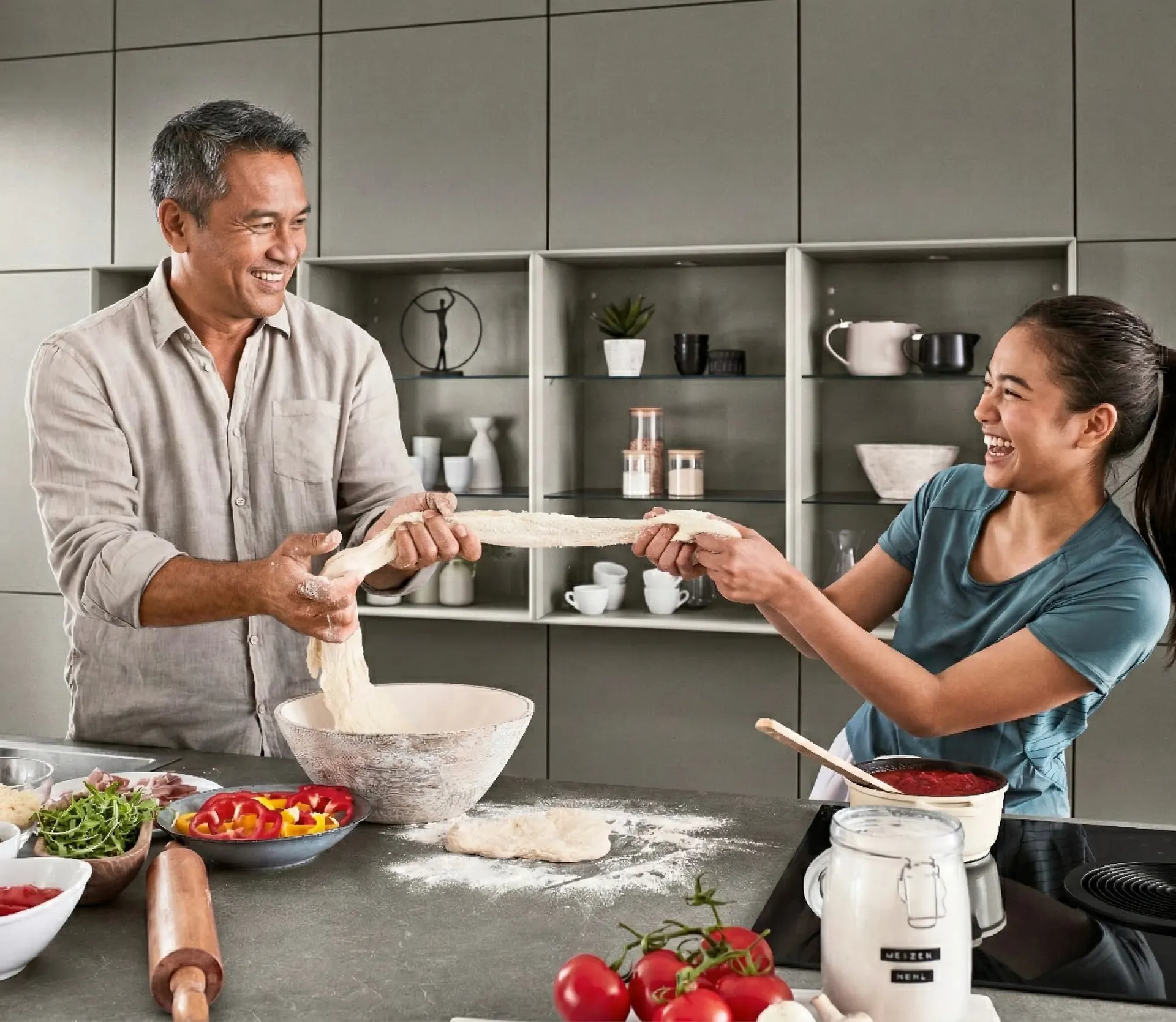 A family enjoying their finished kitchen